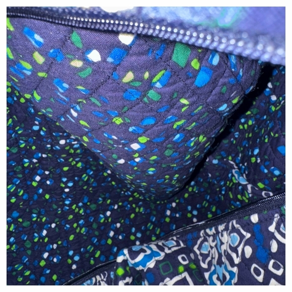 Retired Vera Bradley Blue Ink Large Duffel Weekender Bag Luggage - Picture 8 of 11